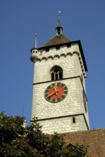 Parish church St. Johann, steeple, built in 1248, Schaffhausen, Canton Schaffhausen, Switzerland,