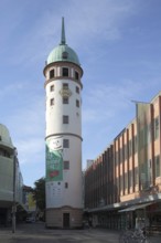 Historic White Tower built 1704, white, Darmstadt, Bergstrasse, Hesse, Germany, Europe