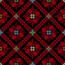 Decorative Palestinian seamless pattern in colors, traditional Tatreez embroidery, vector