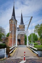 Oostport (Eastern Gate) of Delft in the day. Delft, Netherlands