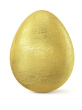 Golden Easter egg isolated on white background