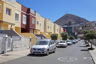 Colourful houses in Gáldar, Las Palmas province, Gran Canaria, Canary Islands, Spain, Europe