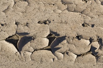 Parched soil, cracks, patterns, traces of raindrops after flood disaster in Almeria, storm 2012,