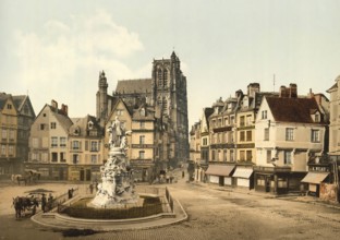 Collegiate Church of St. Vulfran in Abbeville, France, c. 1890, Historic, digitally enhanced