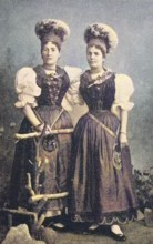 Women in traditional traditional costume from the Drau Valley in Carinthia, Austria, Historic,