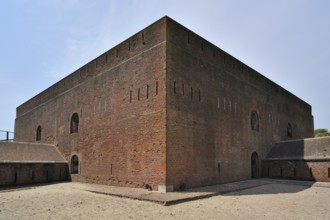 The pentagonal Fort Napoleon with caponiers and dry ditch in the dunes near Ostend, Belgium, Europe