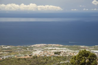 Panorama from Mirador de Chirche over Guia de Isora and Playa de San Juan to the west coast,