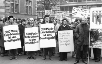 Organisations of French Jews and German Nazi victims demonstrated for a condemnation of Gestapo and