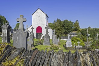 12th century Chapelle Saint-Marguerite and cemetery in the village Ollomont, Houffalize, province