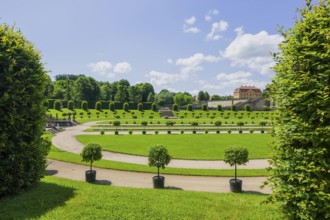 The Großsedlitz Baroque Garden with the Friedrichschlösschen is situated on a hill on the left bank