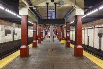 New York City Subway Bowery underground station on the J Line in New York, USA, North America