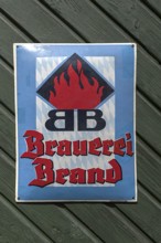 Old tin sign from the Brand brewery, Bavaria, Germany, Europe