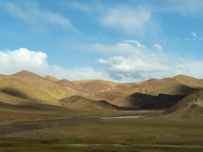 Mountain landscape and plain in the highlands of Tibet, China, Asia