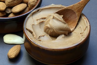 Almond cream in small bowls, spread