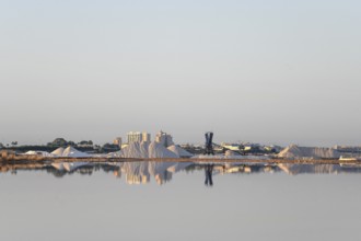 Saltworks at the Torrevieja saltwater lagoon, Laguna rosa, Parque Natural de Torrevieja, Alicante