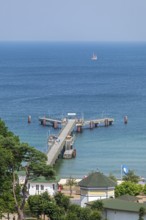 View of the pier from the vantage point, Göhren, Rügen Island, Mecklenburg-Western Pomerania,