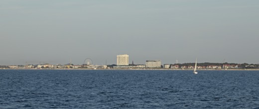 Panoramic view of the shore line, Baltic Sea, Warnemünde, Rostock, Mecklenburg-Western Pomerania,