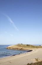 Headland at San Bou beach, Camí de Cavalls, Menorca, Balearic Islands, Spain, Europe