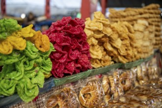 Sweets, market stall at the Osh Bazaar, Bishkek, Kyrgyzstan, Asia