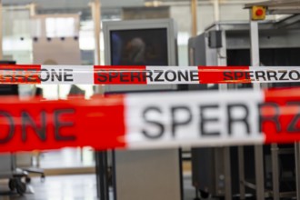 Restricted zone, barrier tape at Munich Airport