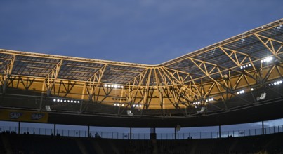 Roof construction of the PreZero Arena, evening light, Sinsheim, Baden-Württemberg, Germany, Europe