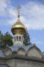 Golden dome of the Russian Orthodox Church in Baden-Baden, Northern Black Forest, Black Forest,