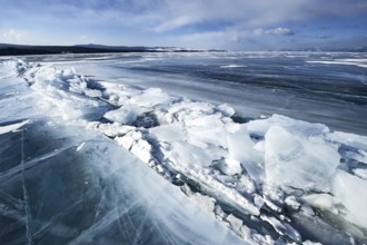 Ice crack, Lake Baikal, Olkhon Island, Pribaikalsky National Park, Irkutsk Province, Siberia,