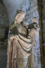 Bust of Mary with the Child Jesus in the church of the Cistercian Abbey of Fontenay, Unesco World