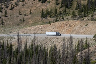 Monarch, Colorado, A truck makes its way up US Highway 50 towards the continental divide at Monarch