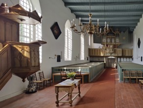 Interior view of the church in Rysum, Krummhörn, East Frisia, Lower Saxony, Germany, Europe