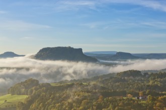 Lilienstein in the morning mist