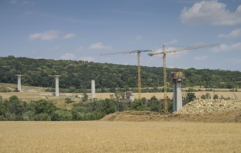 Bridge construction, new construction of B87 bypass Bad Kösen, Saxony-Anhalt, Germany, Europe