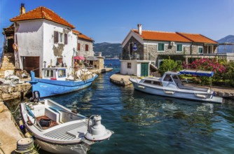 Fishing village, mountainous and bay-rich Lustica peninsula, located off the fjord-like Bay of