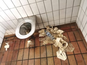 Dirty toilet in a motorway car park in Germany