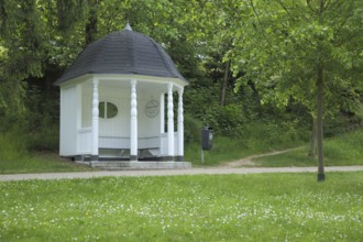 Hubertus temple, gazebo, pavilion, white, spa gardens, Hubertus temple, Bad Schwalbach, Taunus,