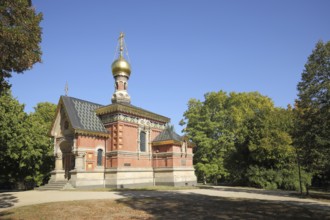 Russian Orthodox Church of All Saints built 1896-1899, Russian, Chapel, spa garden, Bad Homburg,