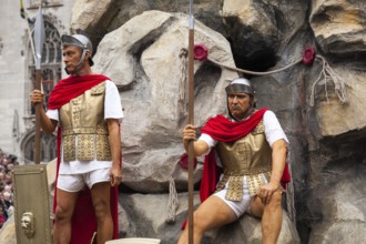 BRUGES, BELGIUM, MAY 17: Annual Procession of the Holy Blood on Ascension Day. Roman soldiers and