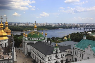 Ukraine, Kiev, View from the bell tower to the monastery complex of the Kiev Cave Monastery, Holy