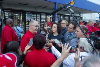 Sterling Heights, Michigan USA, 12 July 2023, United Auto Workers President Shawn Fain began