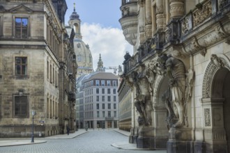 Dresden Corona time, the otherwise lively city centre of Dresden lies deserted in the Corona