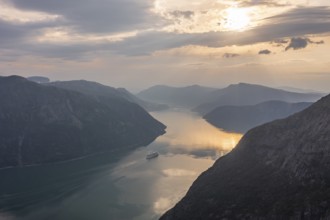 Eidfjord, branch of the Hardangerfjord, fjord and mountains, Norway, Europe