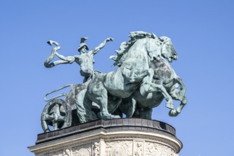 Sculpture on Heroes' Square, Budapest, Hungary, Europe