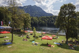 Freibergsee lido, Oberstdorf, Oberallgäu, Allgäu, Bavaria, Germany, Europe