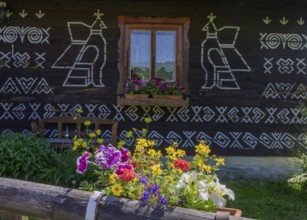 Painted wooden house Unesco World Heritage Site, Cicmany, Žilinský kraj, Slovakia, Europe