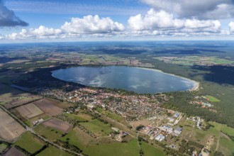 Aerial view of Arendsee, Altmark, water, lake, place, Saxony-Anhalt, Germany, Europe