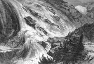 The Mont Cenis disaster, destruction of the railway line near Saint-Michel, 1869,