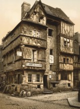 Old house in Rue St. Martin, Old Town of Bayeux, Normandy, France, c. 1890, Historic, digitally