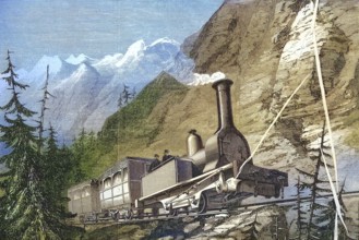 Engine driver on the locomotive on the Mont-Cenis railway, an international railway line operated