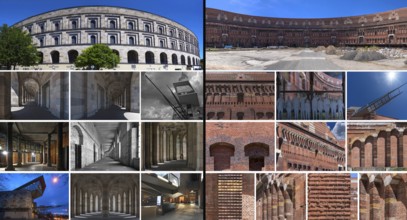 Exterior and interior view of the Congress Hall, unfinished National Socialist monumental building