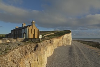 Birling Gap, House, The Seven Sisters chalk cliffs, South Downs, England, United Kingdom, Europe